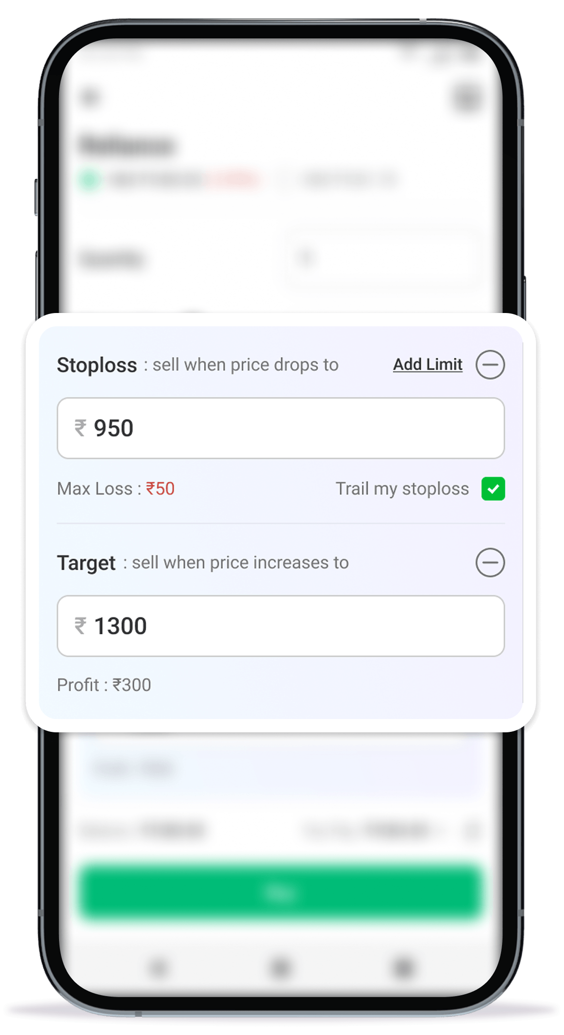 Smartphone showing the TIQS trading app